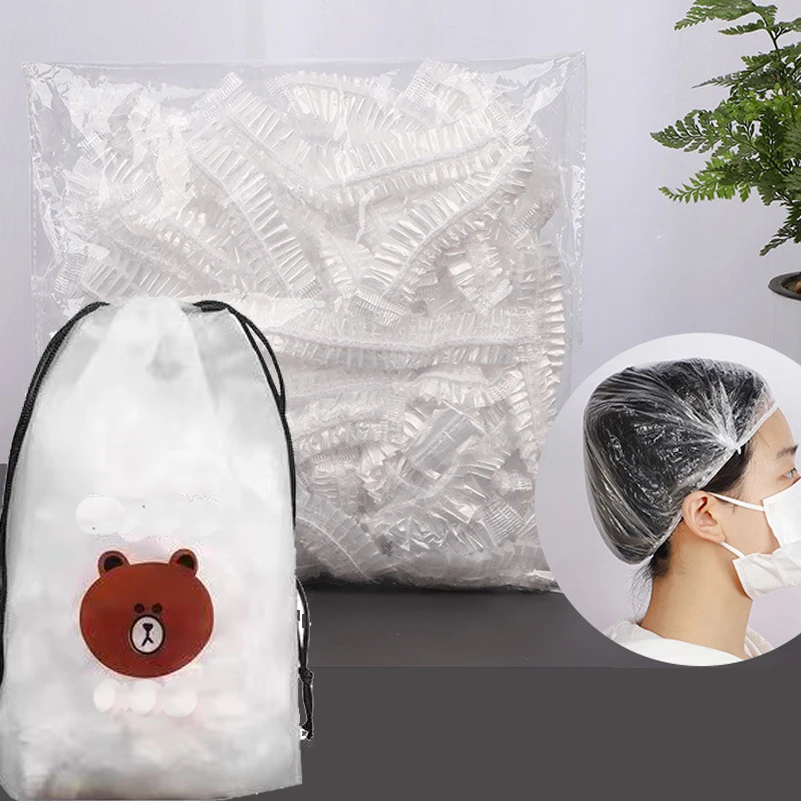 Одноразовые шапочки для душа 100 шт. водонепроницаемые головные уборы шапочка с