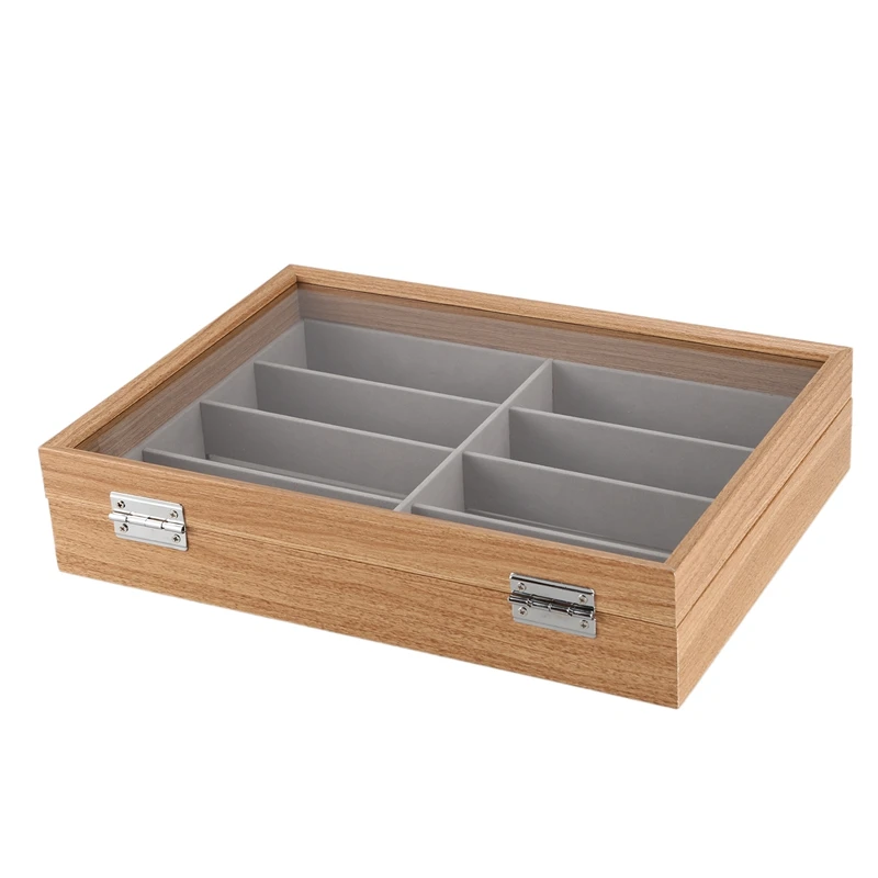 Eyeglass Sunglass Storage Box Imitation Leather Glasses Display Case Storage Organizer Collector 8 Slot Black