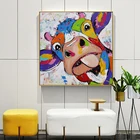 Современная Абстрактная Милая Забавная красочная картина с головой коровы на холсте Художественная печать на стене плакаты животные картины для детской комнаты домашний декор