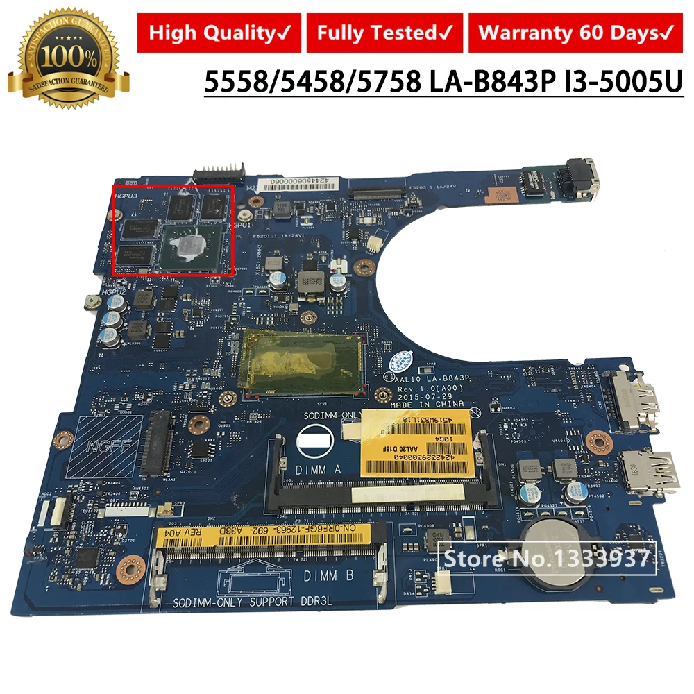 

Флюоресцентная материнская плата для ноутбука Dell Inspiron 17 5558 5458 5758