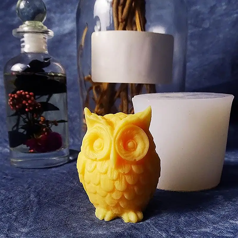 

3D Owl Candle Mold Odorless Healthy DIY Handmade Molds High Temperature Resistant Silicone Mould For Cake Chocolate And Candy