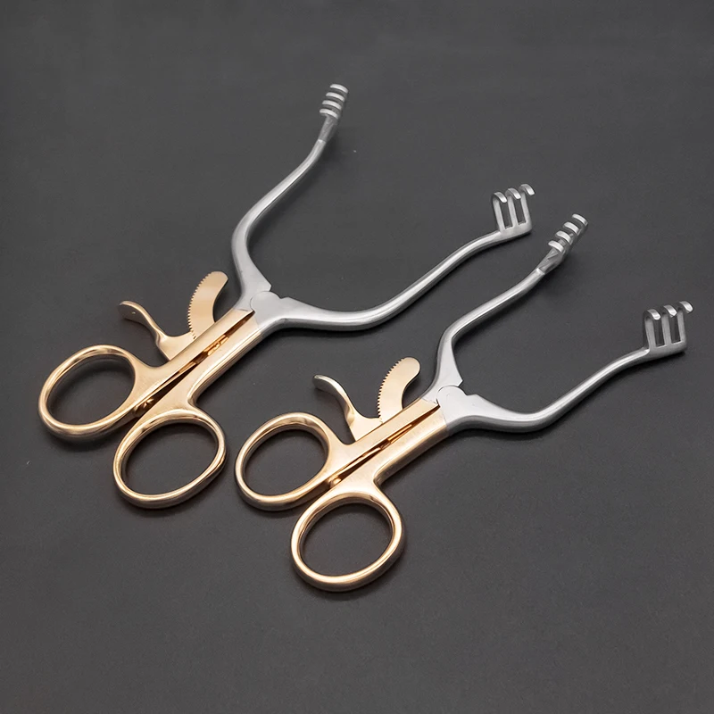 

Gold handle orthopedic equipment expander mastoid spreader adjustable and automatically fixed multi-hook skin retractor forceps