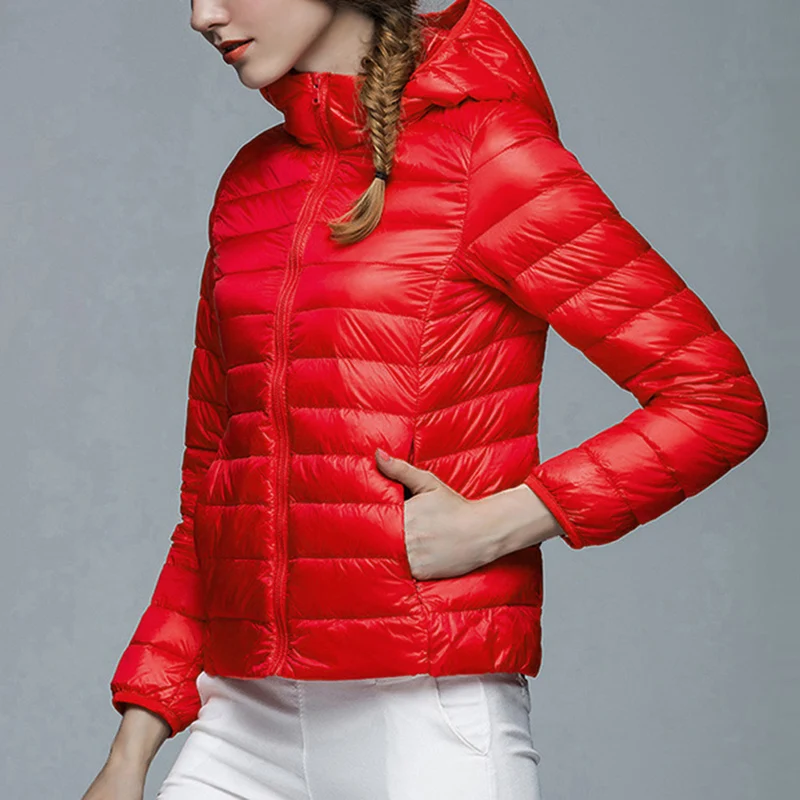 Новый осень зима женские Парка на пуху теплая куртка пуховик светильник мягкие