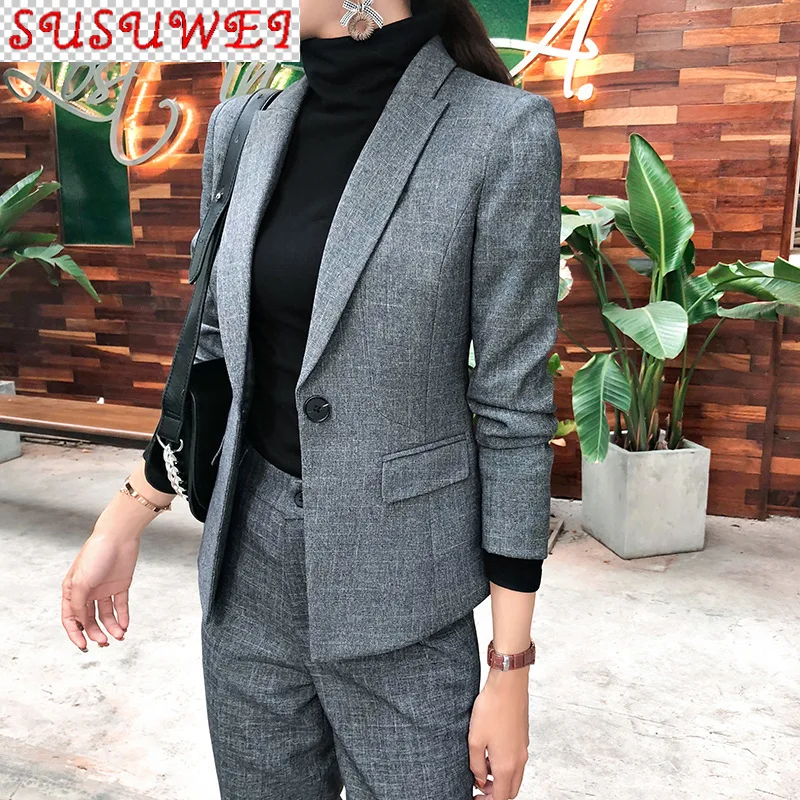 

Новая профессиональная одежда для женщин на весну и осень, Костюмные брюки, рабочая одежда из 2 предметов, темпераментная тонкая куртка, жен...