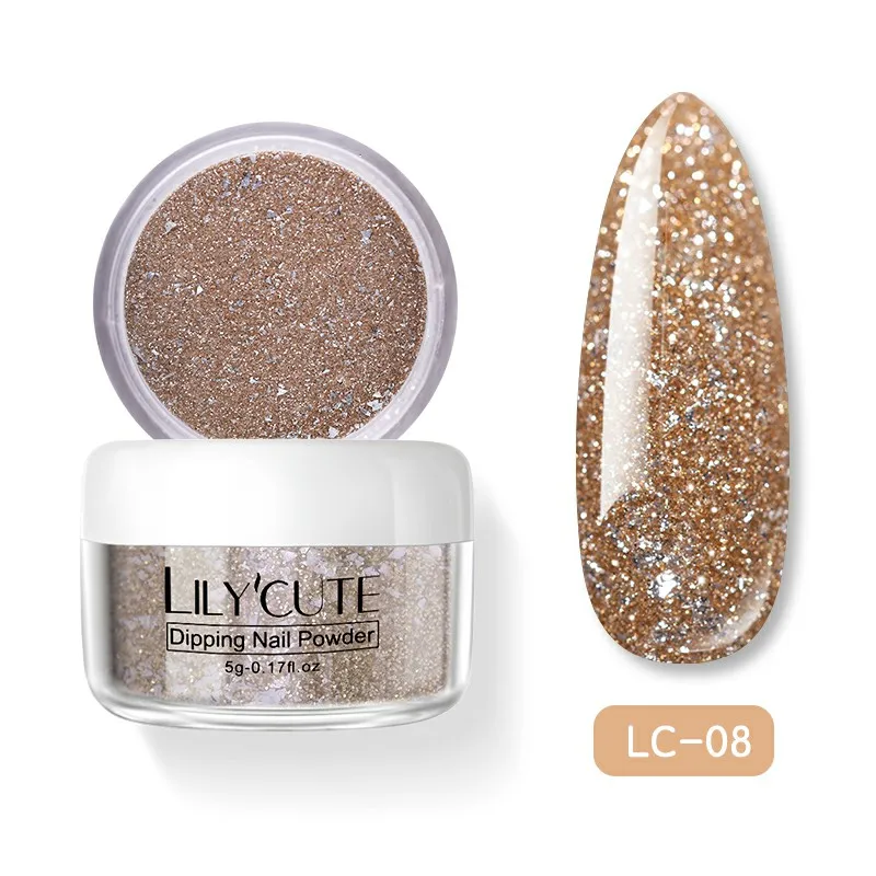 Holographic LC-08 LILYCUTE голографическое погружение ногтей Блеск порошок наборы градиентный французский порошок для ногтей цветной натуральный сухой пигмент для ногтей - Цвет: Holographic LC-08