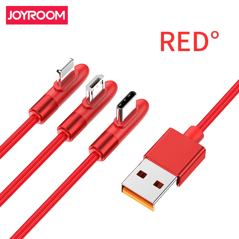 Type-C Red Joyroom JR-S-M98K, 1,2 м, 2 м, вес нетто г, алюминиевый сплав+ Плетеный материал, кабель для быстрой зарядки от одного до трех - Цвет: Type-C Red