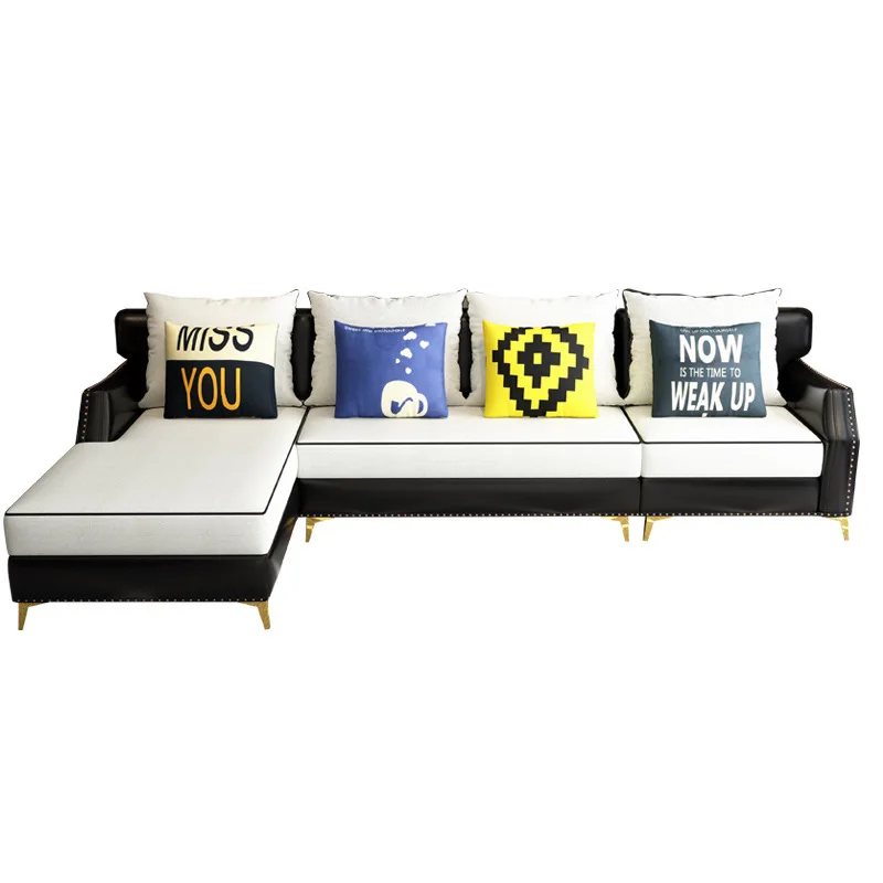 Светильник роскошный американский кожаный угловой диван кровать Современная