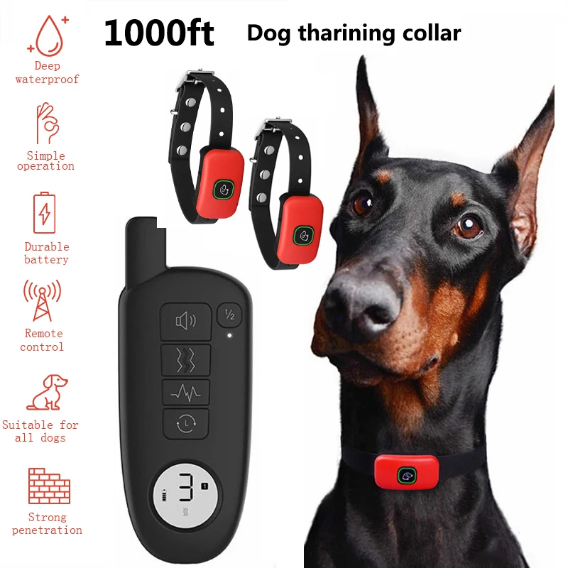 

Электрический ошейник для дрессировки собак, водонепроницаемый ударопоглощающий аксессуар для собак, 1000 футов, уличные принадлежности, пе...