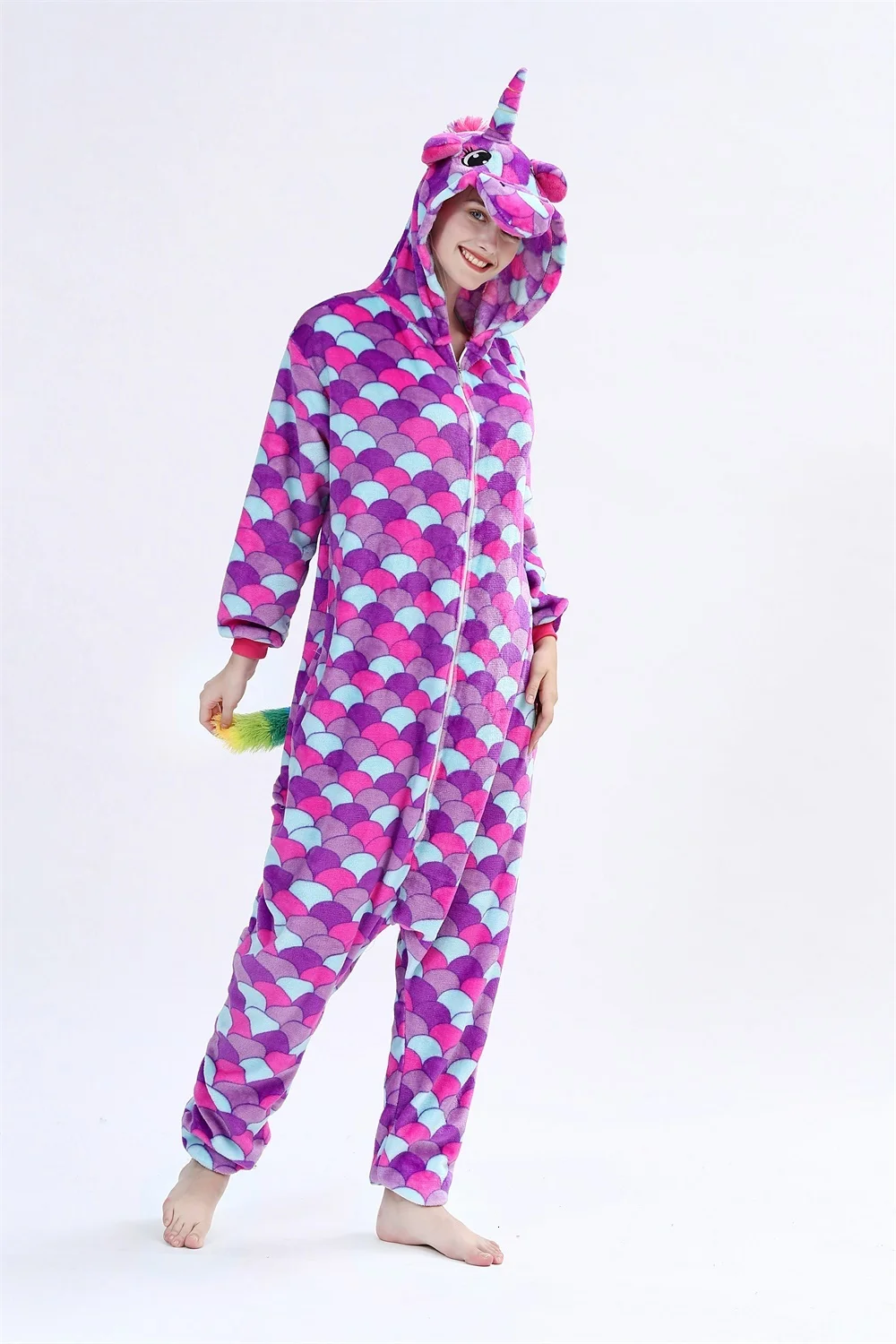 

Spindrift Единорог Кигуруми Пижама для взрослых женщин животных фланелевые костюмы для сна комбинезон зимняя Пижама для косплея