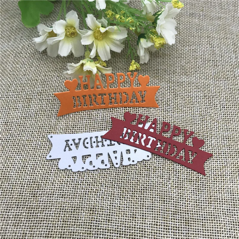 Happy Birthday Words Metal Cutting Dies Craft Stamps die Cut Embossing Card Make Stencil Frame Art Cutte | Дом и сад