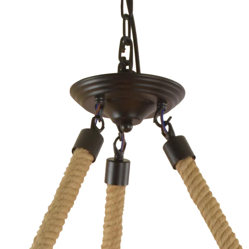 Vintage Retro 6 Head Rope Cord Round Pendant Lamp E27 Edison Bulb Decor Hanging Lighting Fixture For Living Room Restaurant | Лампы и