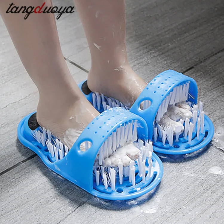 blue a shoe Пластиковая Ванна Душ массажные тапочки для ног банная обувь щетка и пемза камень скребок для ног спа душ удаление омертвевшей кожи Уход за ногами - Цвет: blue a shoe