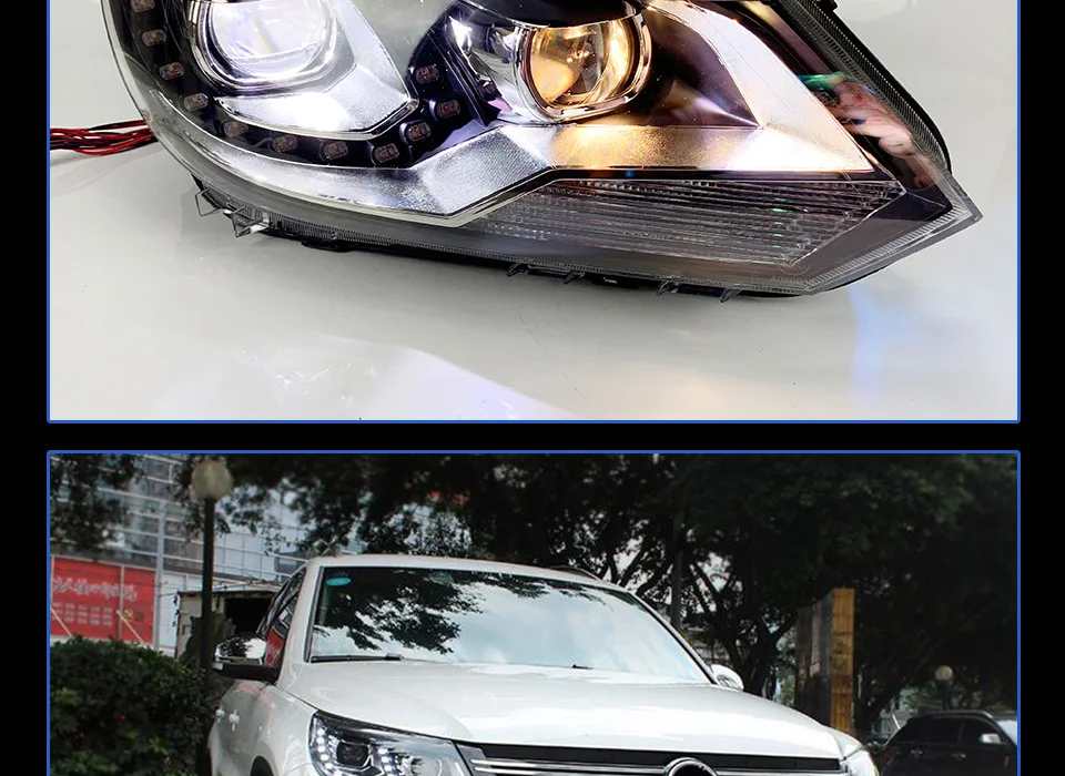 Head Lamp For Car VW Tiguan 2013- Headlights Fog Lights Daytime Running Lights DRL H7 LED Bi Xenon Bulb Car Accessories