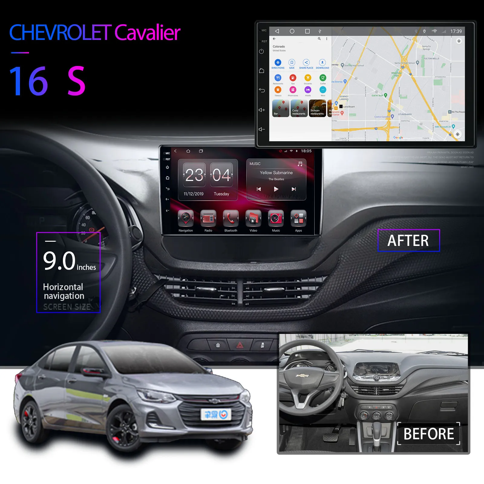 저렴한 시보레 Cavalier 2016 GPS HD1080 Carplay 멀티미디어 비디오 플레이어 탐색 2.5Din 무선 Mutifunctional 라디오에 대 한 자동차 라디오