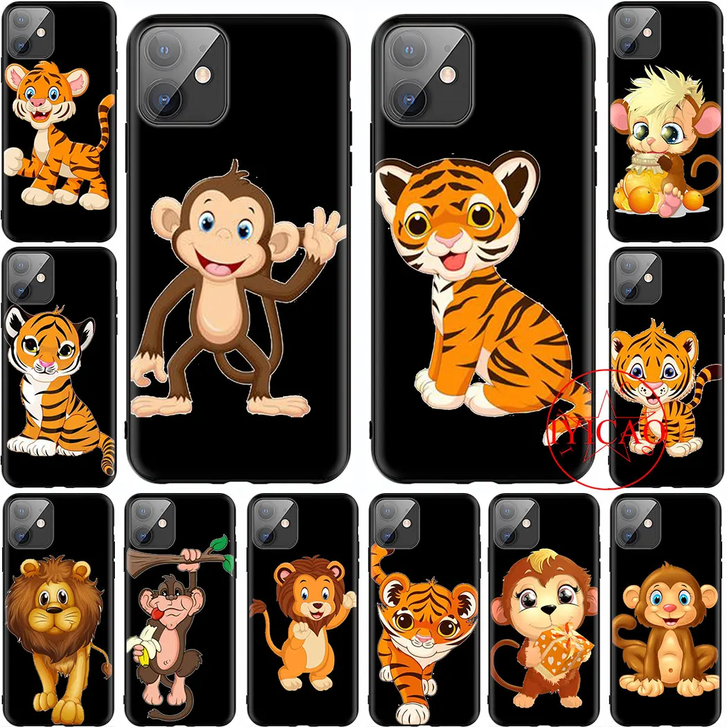 Мягкий силиконовый чехол для телефона с изображением тигра льва обезьяны iPhone 5 6 7