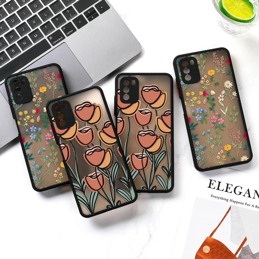 

Case For Xiaomi Redmi Note 10 Case Cute Fundas For Xiaomi Redmi 10X Note 10S 10 9S 9 8 Pro Max Matte Case Flower Patterned Cover