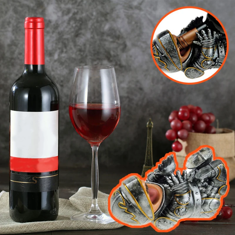 Knight Wine Bottle Holder Resin Armored Figurines Rack Animal Beer Stand Ornament Home Bar Craft Decoration | Дом и сад