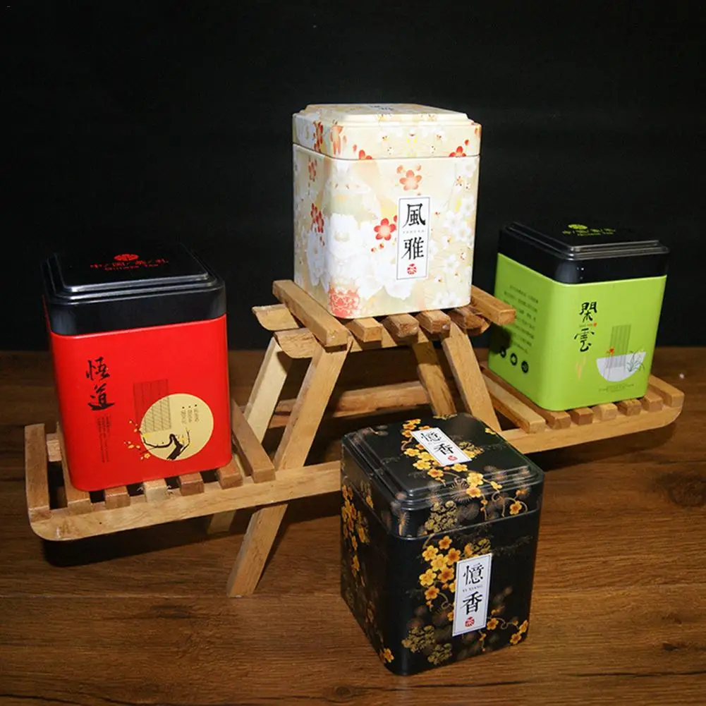 Мини жестяная коробка для хранения кофейного чая квадратная герметичная чайная
