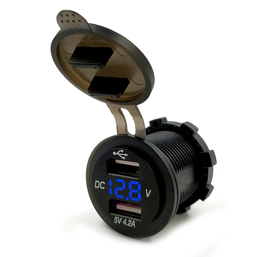 Автомобильное зарядное устройство 5 в 2 1 а с двумя usb-портами светодиодный дисплей