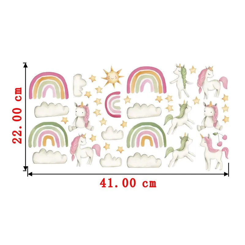 

DIY Water color Stars Rainbow Clouds Unicorn Wall Stickers Children's Room Girl Bedroom Wall Decals