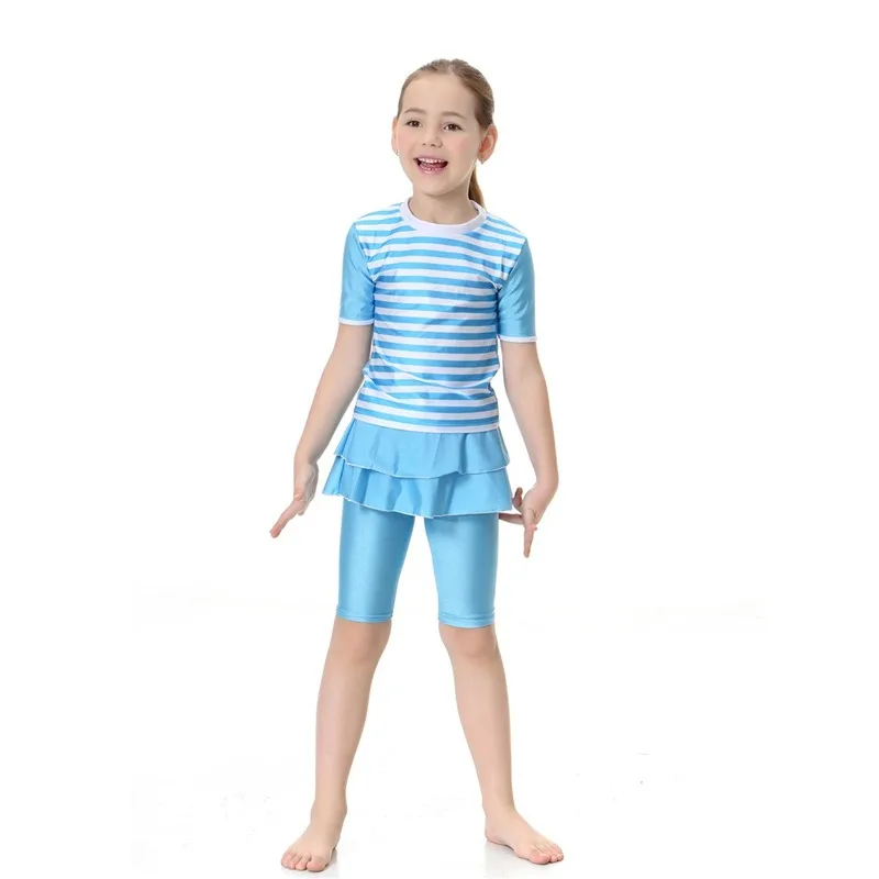 

Muslim Hui Girls' Swimwear Conservative Split Swimsuit HW20D Muslim Fashion Women Chiffon Floral Cover Ups