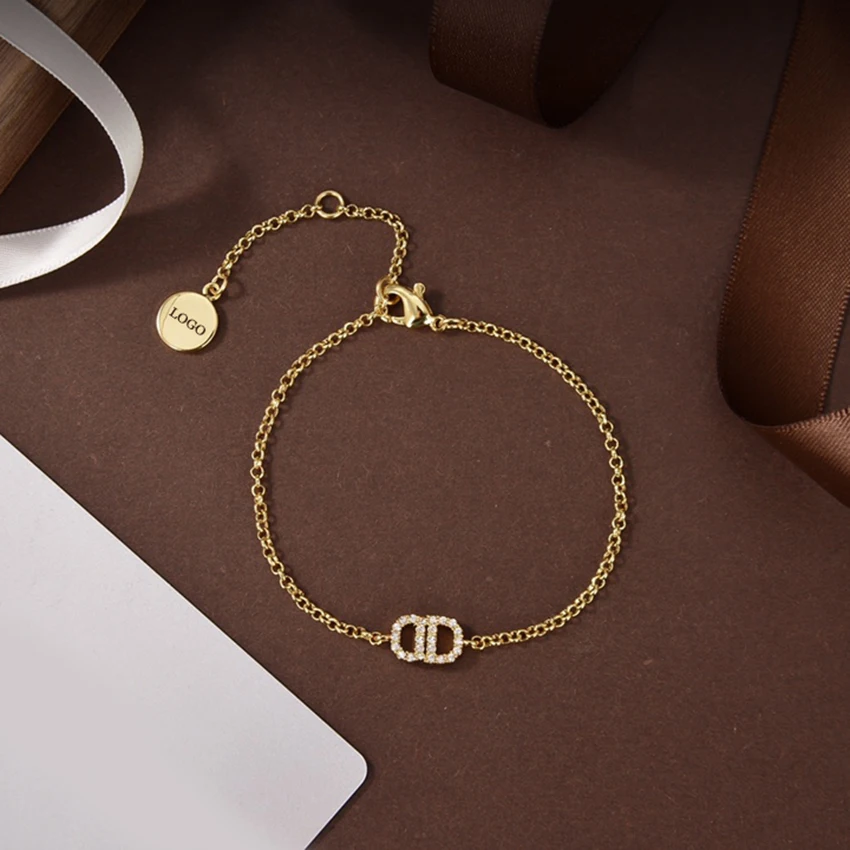 

Hot New golden zircon fashion cd- letter bracelet For Women charm romantic sweet jewelry free shipping