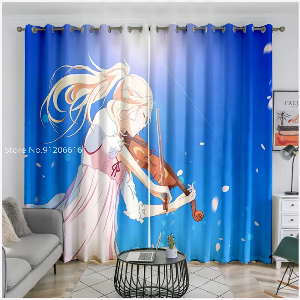 Японские занавески на окна с японским аниме April Is Your Lie для декора игровой комнаты