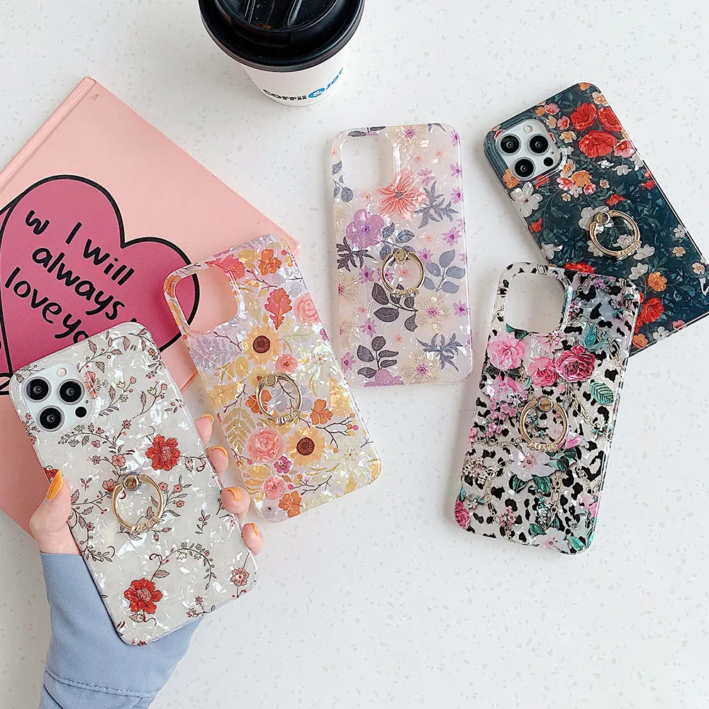 Чехол для телефона в стиле ретро с цветами и листьями iPhone 12 11 Pro Max 7 8 Plus X XS