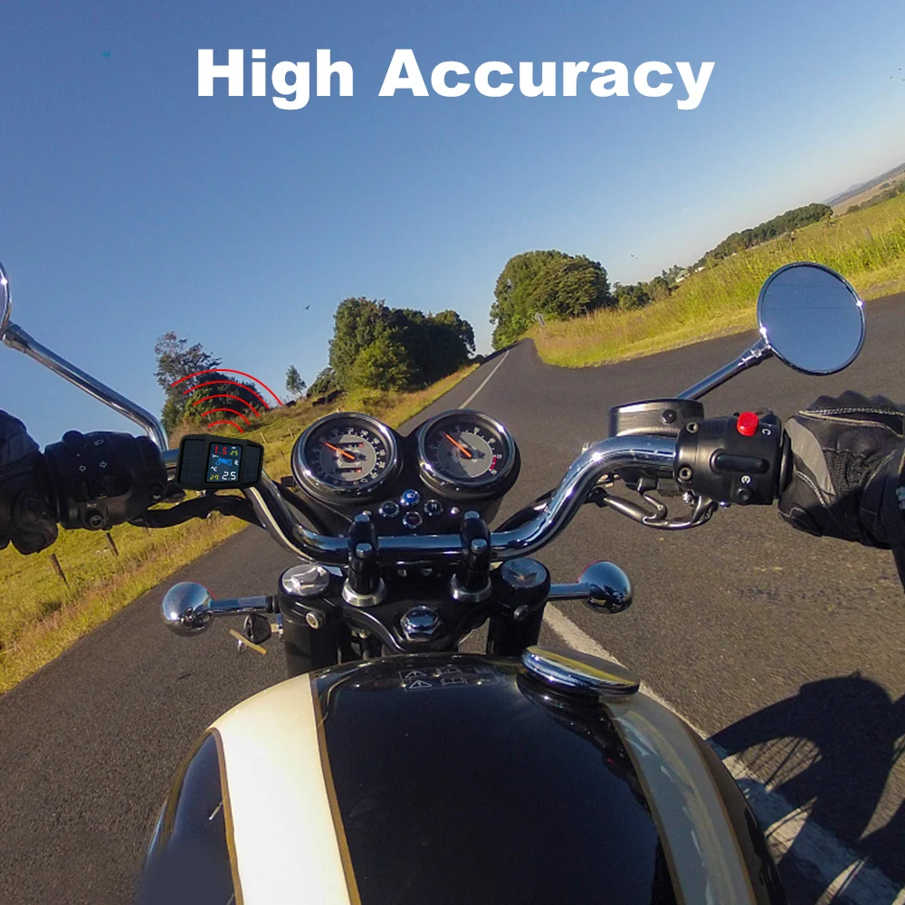 Система мониторинга давления в шинах мотоцикла TPMS Солнечная энергия с 2 внешними