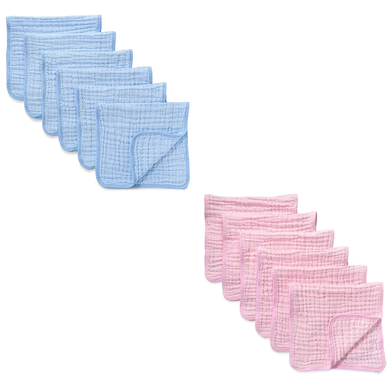 

6 Pack Muslin Burp Cloths Small Infant Cotton Washcloths 6 Layers