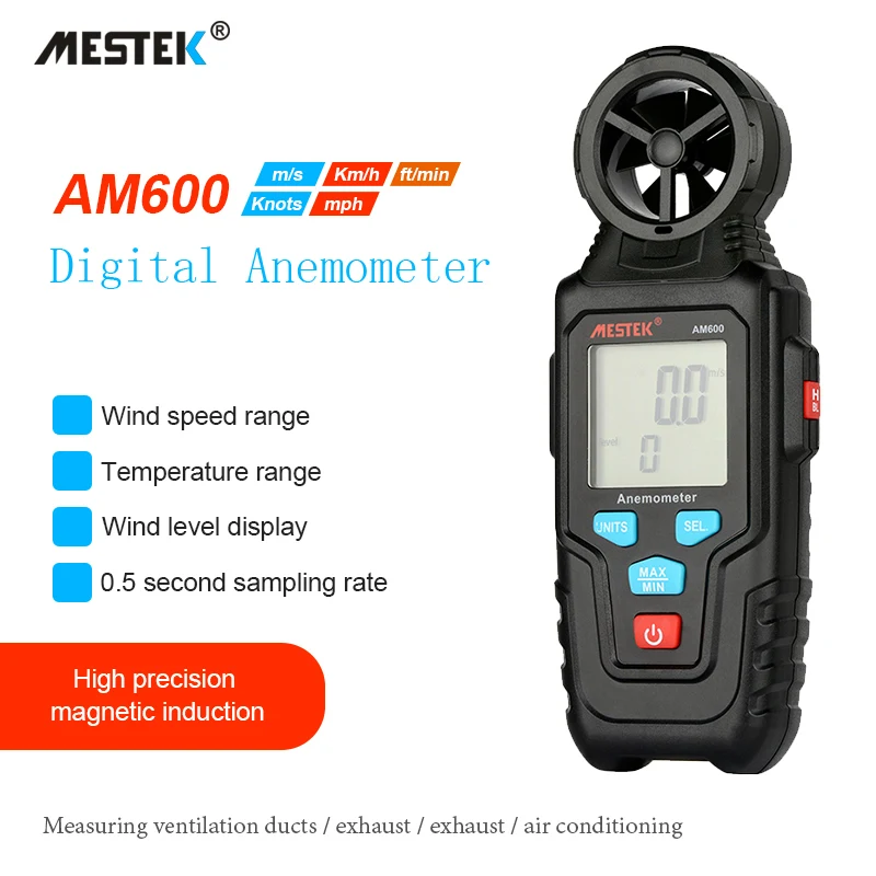 

Digital Mini Anemometer 0.4-30m/s Wind Speed Meter 0~70 degree Thermometer Temperature Tester Anemometro with LCD Backlig