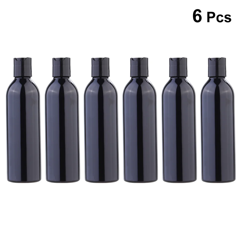 

6pcs 250ml Press Type Lid Travel Bottles Portable Cosmetic Container Empty Bottle for Shampoo Lotion (Transparent Bottle and Lid