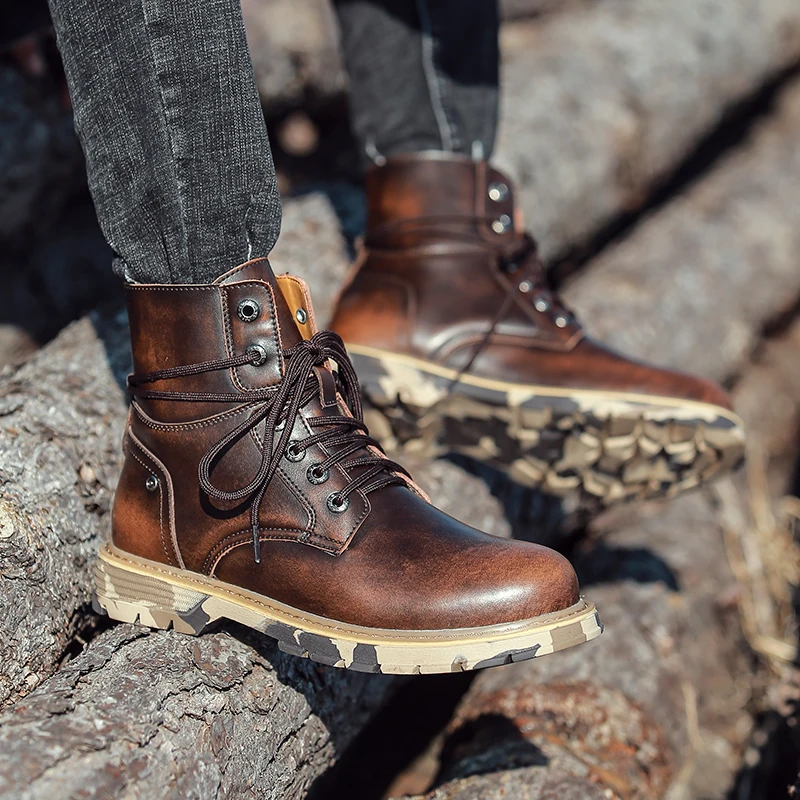 Зимние ботинки для снега мужские плюшевые теплые модные меховые Мужская