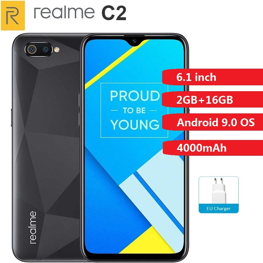 Realme C2 4G смартфон 6 1 дюймов Android 9 0 Helio P22 Восьмиядерный 13 МП + 2 Мп задняя камера 4000