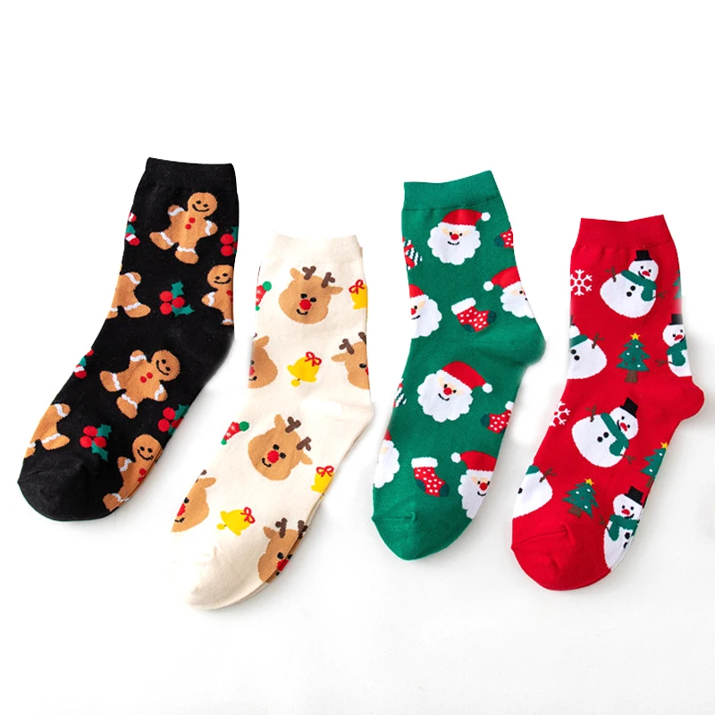 

Christmas Gift Santa Claus Snowman Moose Men Pattern Cartoon Socks Warm Winter Kawaii Thick Women Short Happy New Year Socks