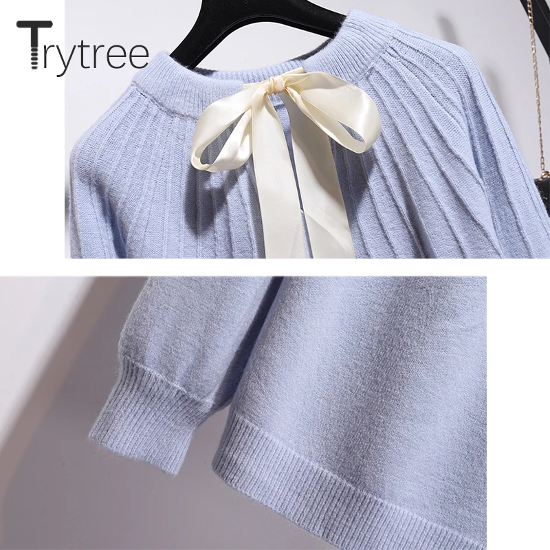 Trytree 209 осенне-зимний комплект из двух предметов повседневный Свободный Вязаный