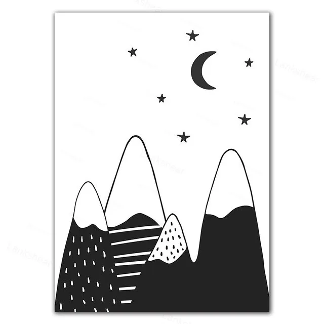 Минималистичная черно-белая Картина на холсте плакат мультяшный Лев кот девочка