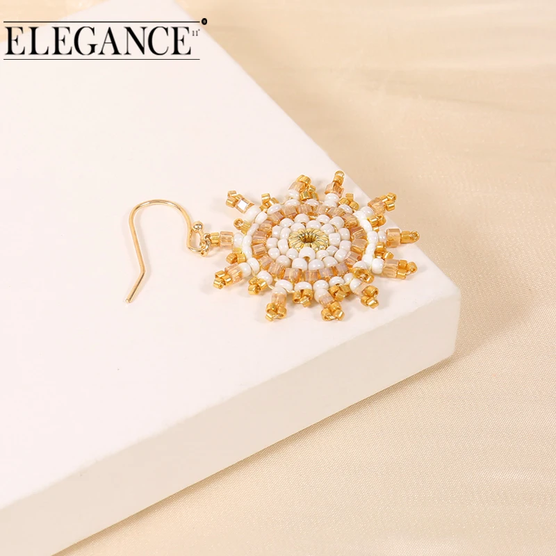 

Elegance Fashion Handmade Beaded Earrings Female Geometric Round Pendant Earrings Women Gift Jewelry Bohemian Style