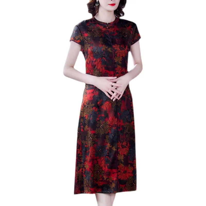 

COIGARSAM 4XL Plus Size Women Long dress Spring Summer Dresses Red 8675