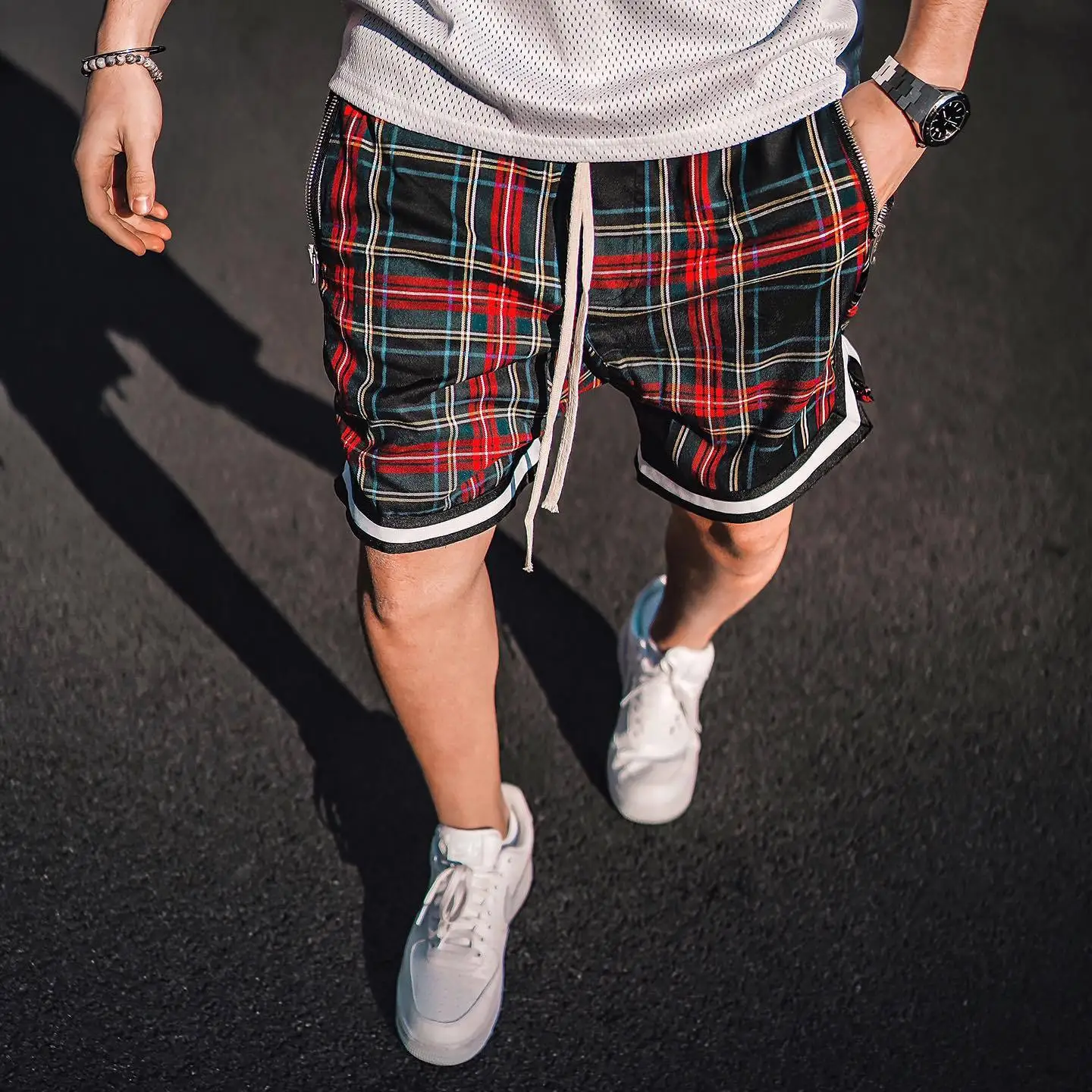 

2021 New Style Scottish Style Shorts Men's Retro Lattice Basketball Sports Outdoor Casual Hip-Hop Trend Shorts