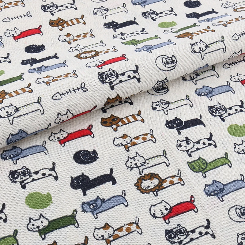 Хлопковая льняная ткань Nanchuang с изображением кошек для лоскутного шитья сумок