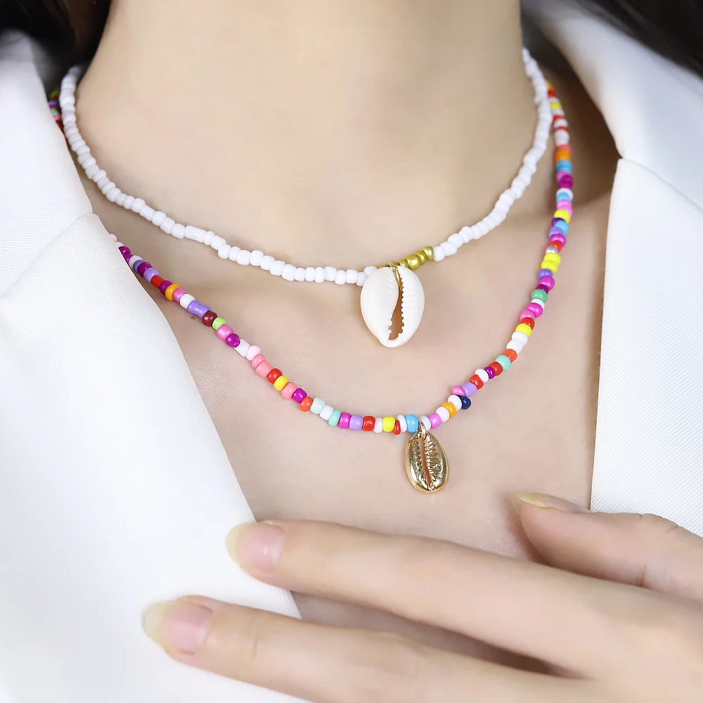 

2 Pcs Custom Shell Pendant Necklace for Women Choker Goth Aesthetic Boho Vintage Collier Femme Fashion Jewelry