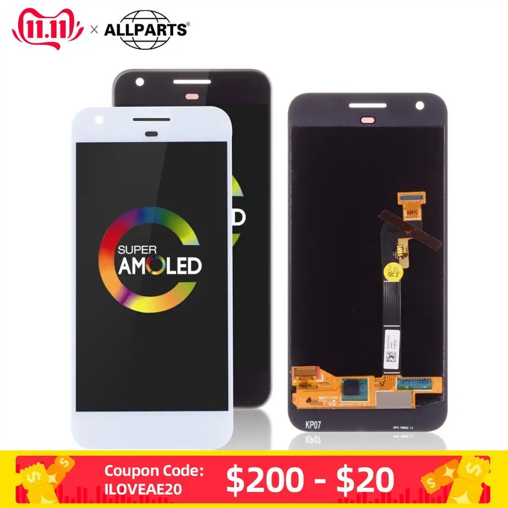 AMOLED Дисплей для Google Pixel для HTC Nexus S1 LCD в сборе с тачскрином 5.0" Черно-белый