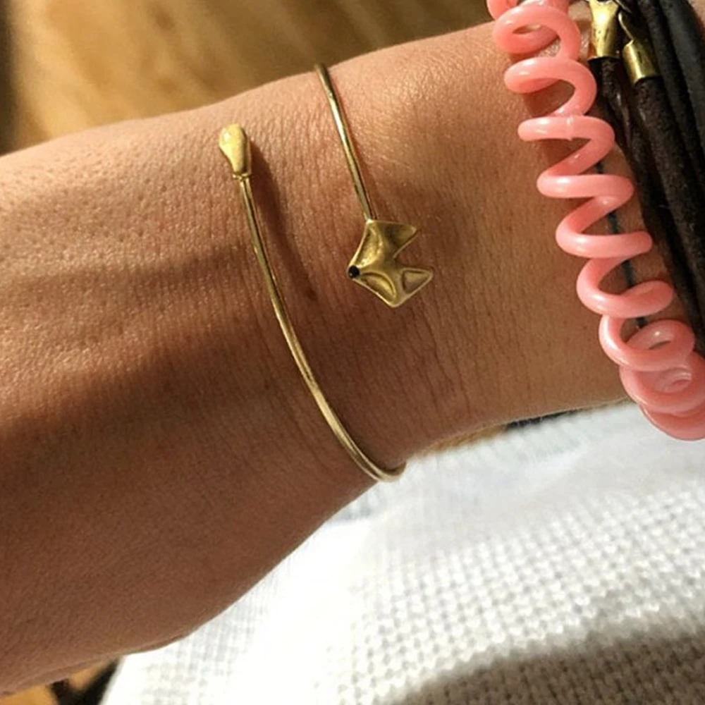 

Beadsnice Copper Bracelet Fox Head Adjustable Funny Cute Thin Open Retro For DIY ID 41134