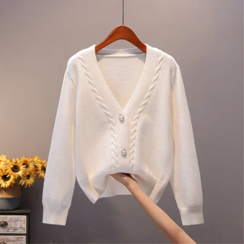 

Новинка весна-осень 2021 вязаный кардиган с завязками в Корейском стиле дикая свободная короткая куртка с длинными рукавами En *