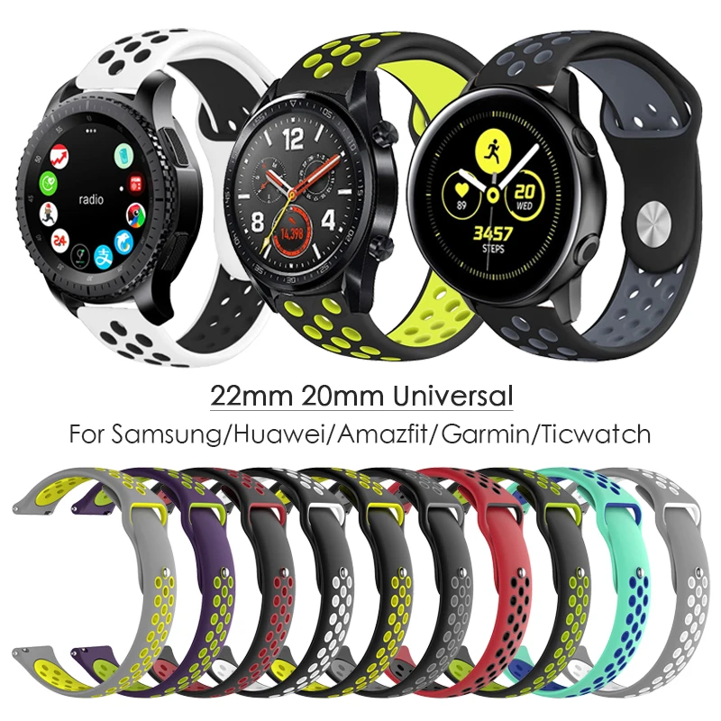 Силиконовый ремешок для часов Samsung Galaxy 46 мм/Active 2/S3 Amazfit GTR GTS /Huawei GT/Garmin vivoactive 3
