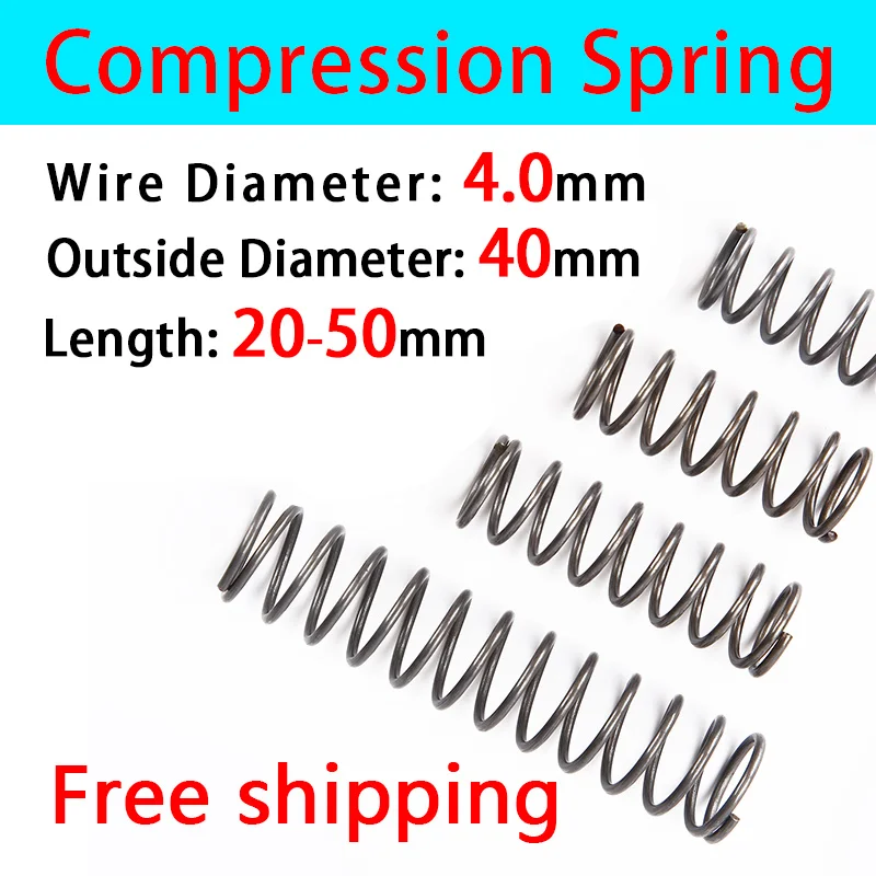

Cash Sale Compressed Spring Pressure Spring Line Diameter 4.0mm, External diameter 40mm, Length 20mm-50mm Return Spring