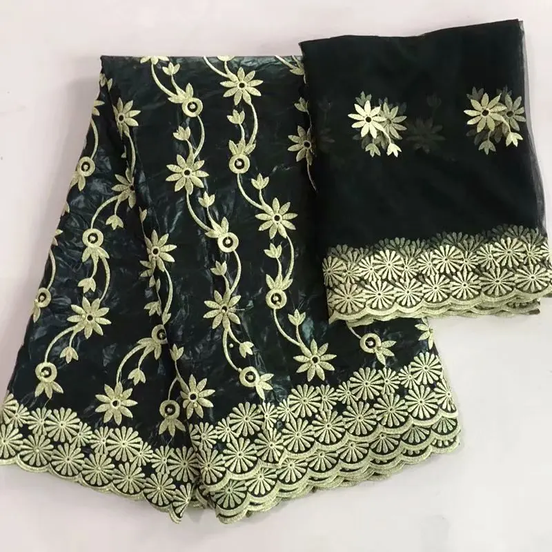 

African cotton embroidered Austria Bazin riche getzner African Lace Fabric French Fabric For Wedding 5+2yards KY52