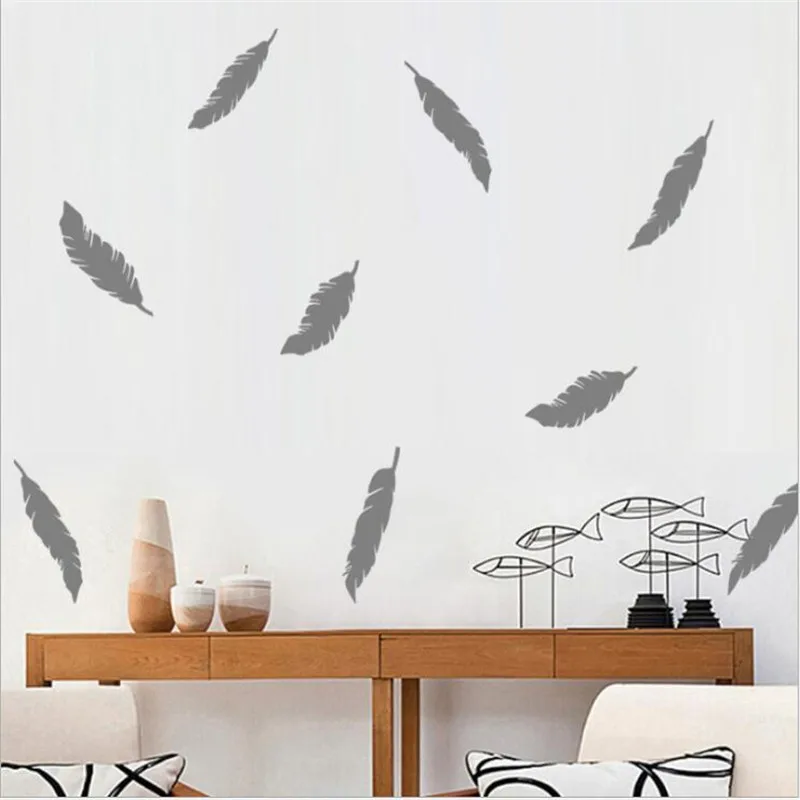 12 шт./упак. 20*30 см Великолепные Перья простой наклейки на стену Детская комната