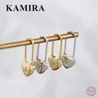 Женские серьги-гвоздики KAMIRA, из серебра 925 пробы с блестящим кубинским геометрическим рисунком в виде сердца и замка, уникальные ювелирные украшения в подарок, 2021